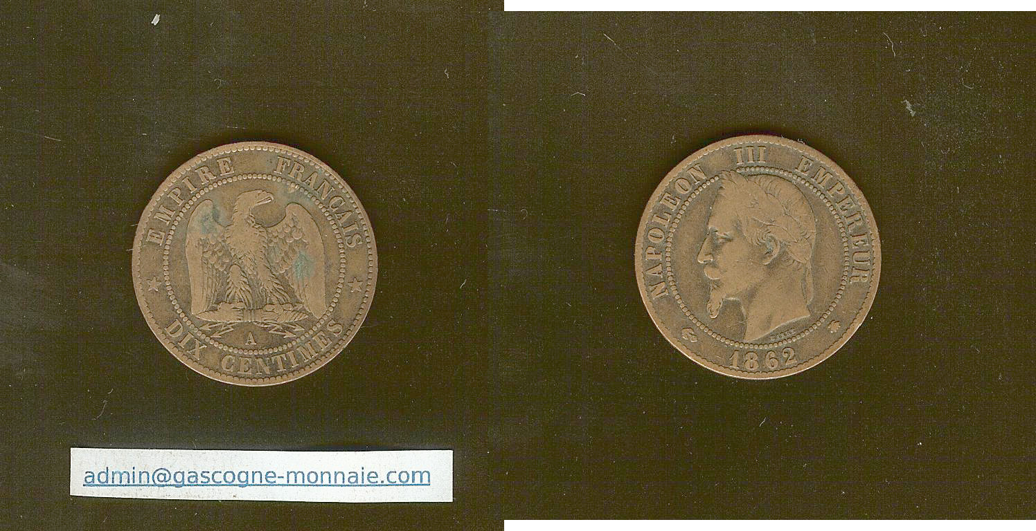 10 centimes Napoléon III 1862 A Paris TB+